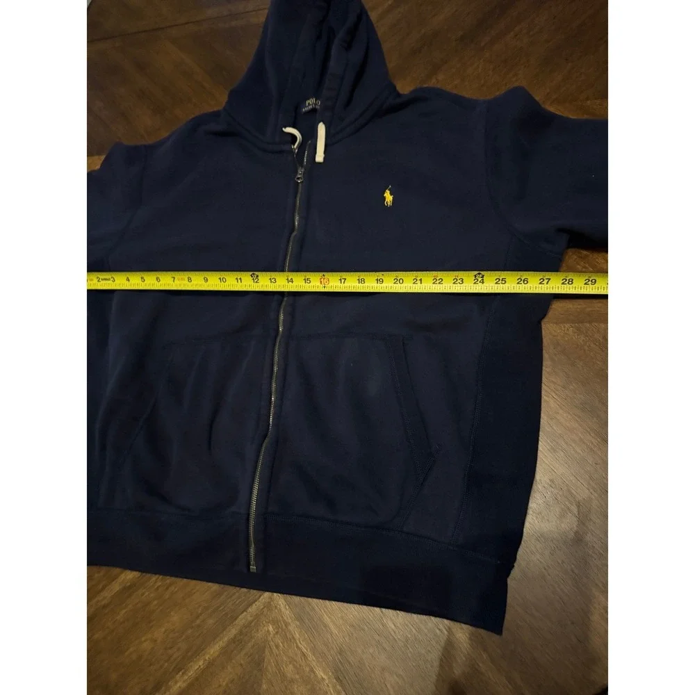 Polo Ralph Lauren Mens‎ Big & Tall 2XB Navy Blue Full Zip Hoodie Yellow Pony |K1